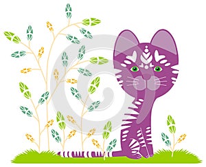 Vector purple fantastic tiger