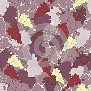 Vector purple grapes Wine and Champagne Collection seamless pattern background