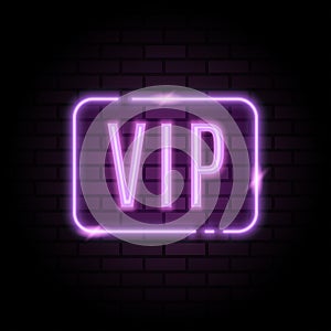 Vector purple neon frame with VIP sign