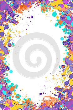 Vector purple and orange splattered frame