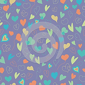 Vector Purple Rainbow Love Hearts background pattern