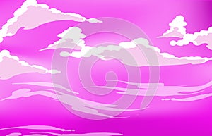 Vector purple sky clouds. Anime clean style