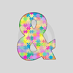 Vector Puzzle Jigsaw Colored Ampersand Mark.