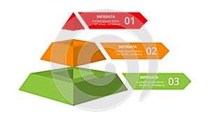Vector pyramid up arrows infographic, diagram chart, triangle graph presentation. Business timeline concept with 3 parts
