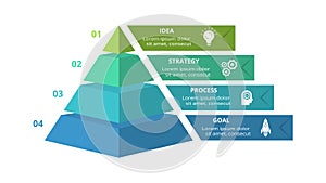 Vector pyramid up arrows infographic, diagram chart, triangle graph presentation. Business timeline concept with 4 parts