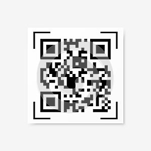 Vector QR code sample for smartphone scanning isolated on white background