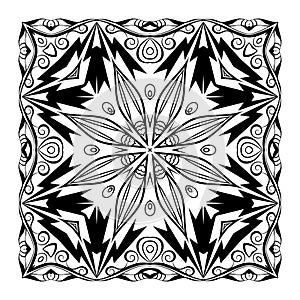 Vector quadratic mandala. Ethnic decorative elements. Hand drawn