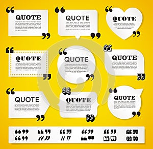 Vector quote decoration labels set