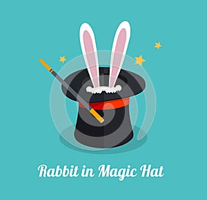 Vector rabbit in magic hat