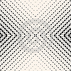 Vector radial halftone seamless pattern. Black and white geometric background