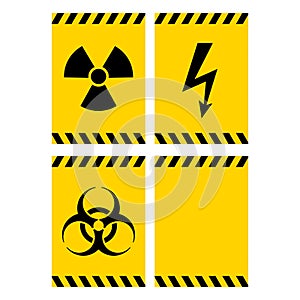 vector radiation hazard and electrical sign with bonus blank sign