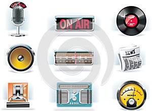 Vector radio icon set (white background) photo