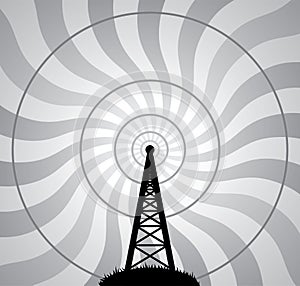vector radio tower and air waves
