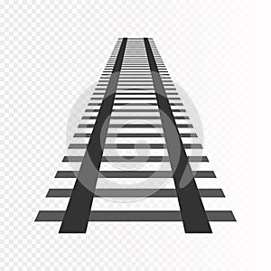 Vector rails. Railways on white background. Railroad