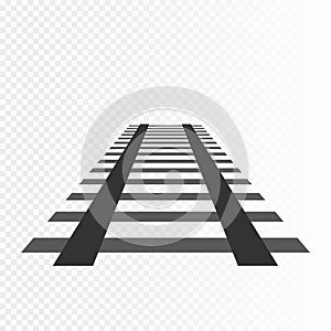 Vector rails. Railways on white background. Railroad