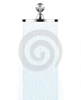 Vector Rain Shower head with water drops flowing isolated over a white background