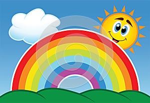 vector rainbow, cloud and sun