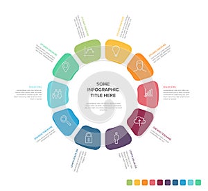 Vector rainbow color icon elements in circle multipurpose Infographic template