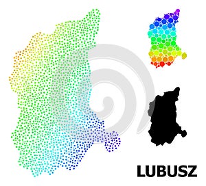 Vector Rainbow Colored Dot Map of Lubusz Province