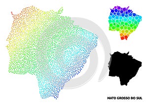 Vector Rainbow Colored Dot Map of Mato Grosso Do Sul State