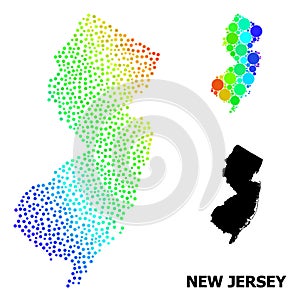 Vector Rainbow Colored Dot Map of New Jersey State
