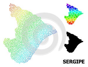 Vector Rainbow Colored Dot Map of Sergipe State