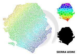 Vector Rainbow Colored Dot Map of Sierra Leone