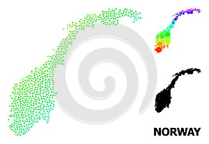 Vector Rainbow Colored Dotted Map of Norway