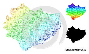 Vector Rainbow Colored Pixel Map of Swietokrzyskie Province