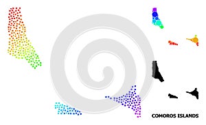 Vector Rainbow Colored Pixelated Map of Comoros Islands