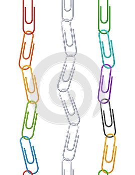 Vector rainbow, colorful and metal clips chain set