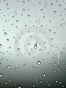 Vector raindrops on glass