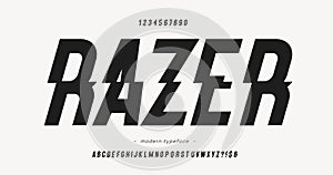 Vector razer font slanted style modern typography