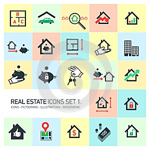 Vector real estate icons set