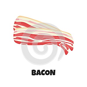 Vector Realictic Illustration of Raw Bacon Strips