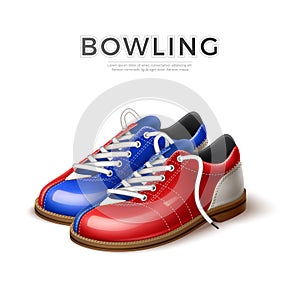 Vector realistci bowling shoes blue and red