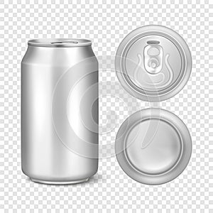 Vector realistic 3d empty glossy metal silver aluminium beer pack or can visual 330ml. Can be used for lager, alcohol