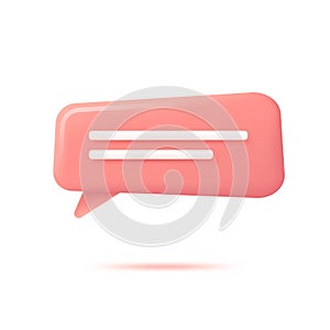 Vector realistic 3d speech bubble, chat icon, message box