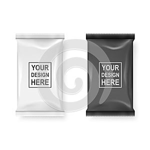 Vector Realistic 3d White and Black Wet Wipes Package Icon Set Closeup Isolated on White Background. Design Template of