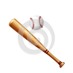 Vector realistic baseball bat and ball for betting