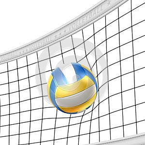 Vector realistic beach volley ball in net isolated