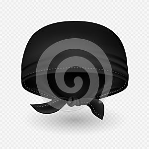 Vector realistic black head bandana with shadow