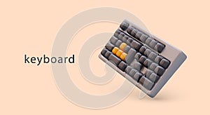 Vector realistic black keyboard. Device for inputting information