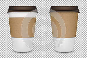 Vector realistic blank paper coffee cup set isolated. Vector EPS10.