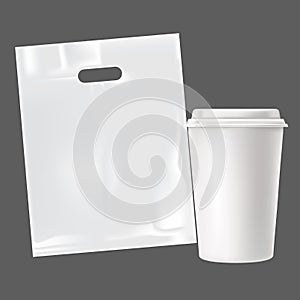 Vector realistic blank paper coffee cup set isolated. Vector EPS10.