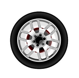 Vector realistic car alloy wheel isolated