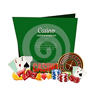 Vector realistic casino gamble with place for text illustration