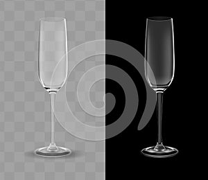 Vector realistic champagne glasses transparent