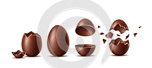 Vector realistic chocolate eggs set easter symbol