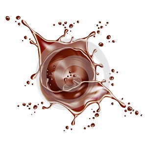 Vector realistic chocolate splash and liquid swirl